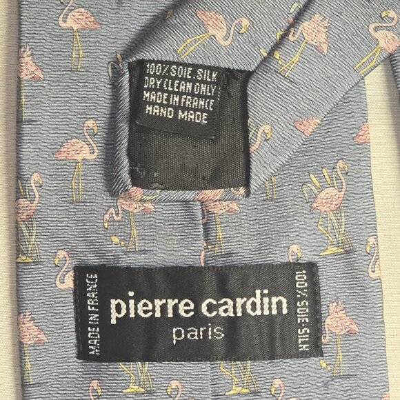 Pierre Cardin Paris Handmade Silk Necktie – Flamingo Pattern – Made in France - Picture 5 of 5